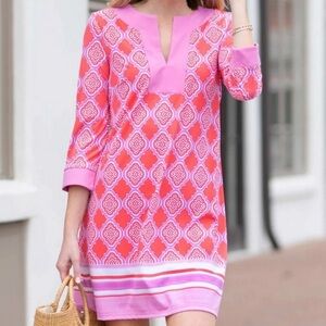Cabana Life Coral Geo Tunic Dress Small